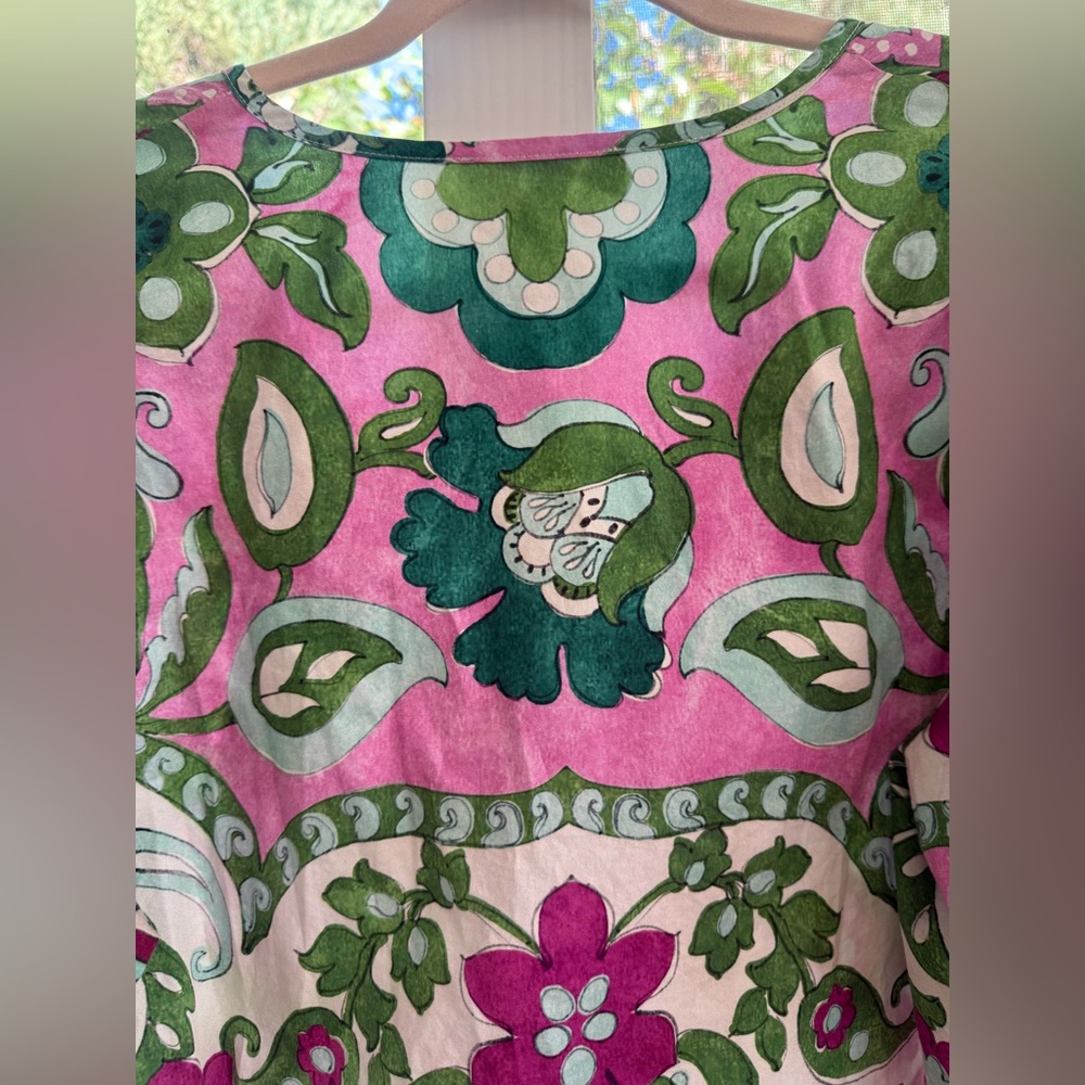 Karen Kane Vibrant Floral Puff Sleeve 100% Cotton Spring Boho Size Small Top - Picture 9 of 16